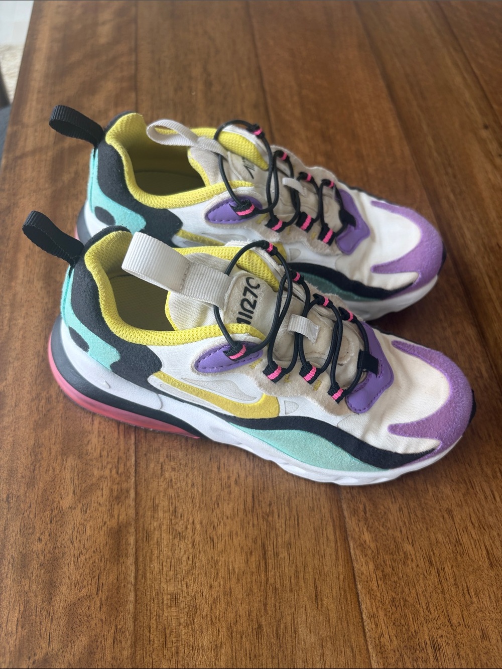 Nike Air Max 270 React Kids Multicolor Sneakers - White/Yellow/Teal/Purple/Pink